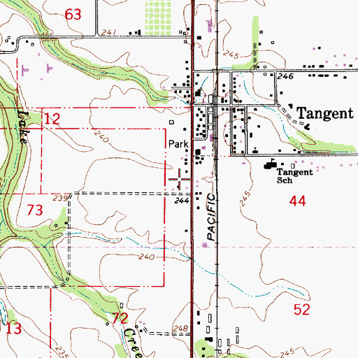 Topographic Map of Tangent Post Office, OR