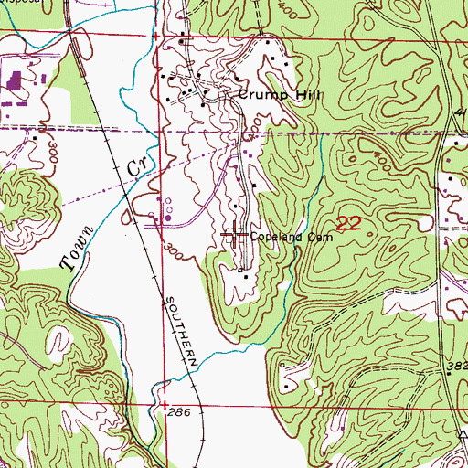 Topographic Map of Copeland Cemetery, AL