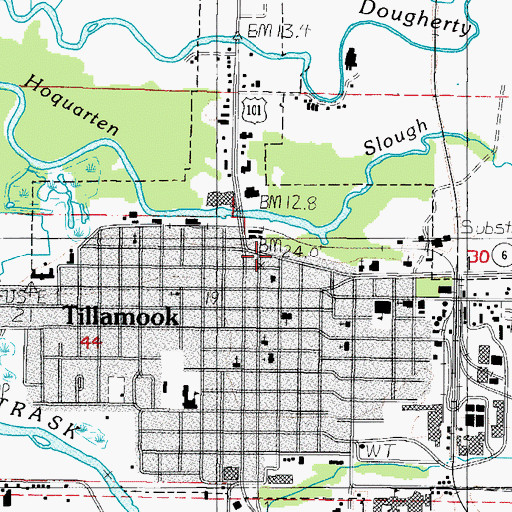 Topographic Map of Tillamook Post Office, OR