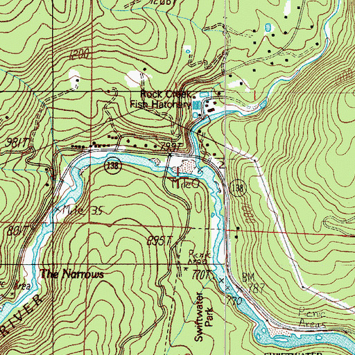 Topographic Map of Tioga Post Office (historical), OR