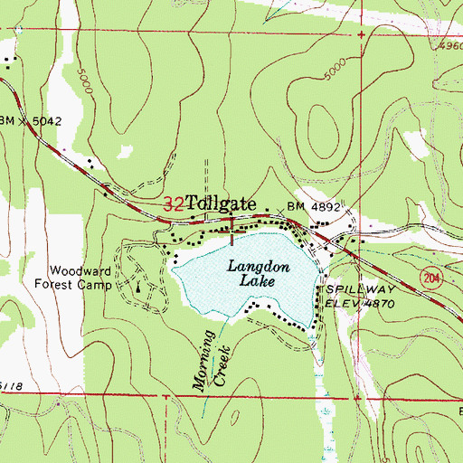 Topographic Map of Tollgate Post Office (historical), OR