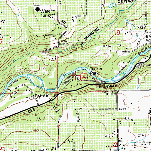 Topographic Map of Tucker Post Office (historical), OR
