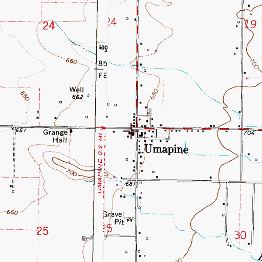 Topographic Map of Umapine Post Office (historical), OR