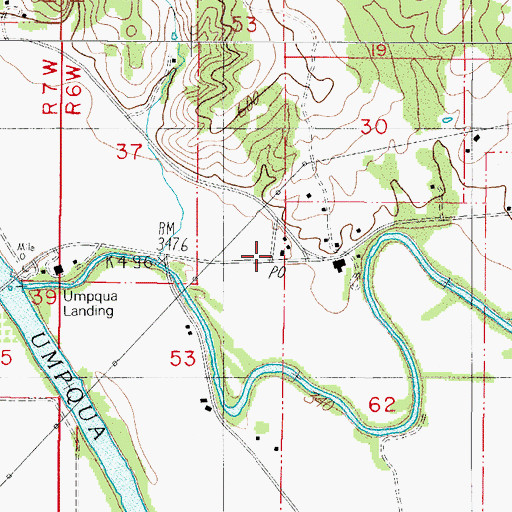 Topographic Map of Umpqua Post Office, OR