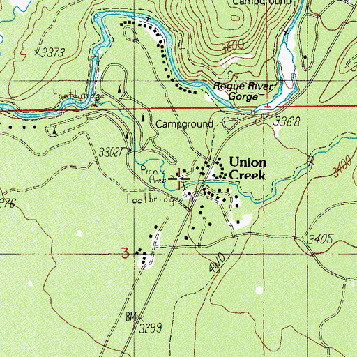 Topographic Map of Union Creek Post Office (historical), OR