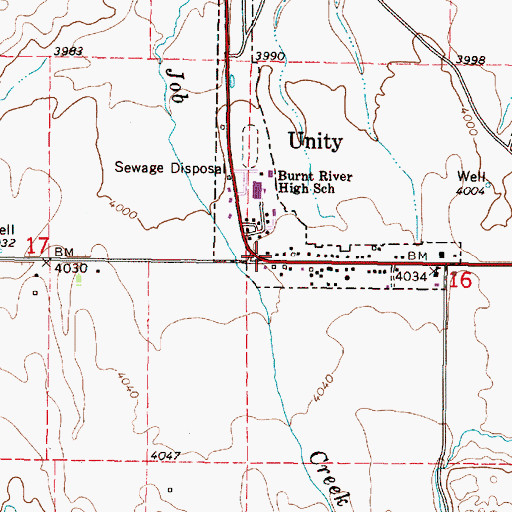 Topographic Map of Unity Post Office, OR