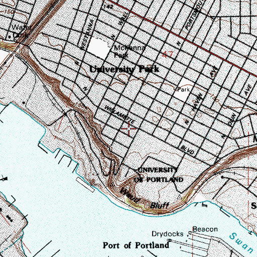 Topographic Map of University Park Post Office (historical), OR