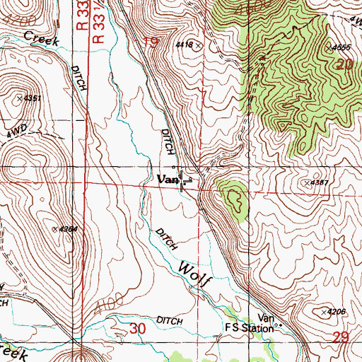 Topographic Map of Van Post Office (historical), OR