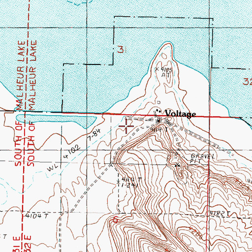 Topographic Map of Voltage Post Office (historical), OR