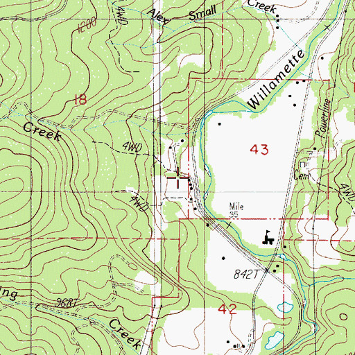 Topographic Map of Wallace Post Office (historical), OR
