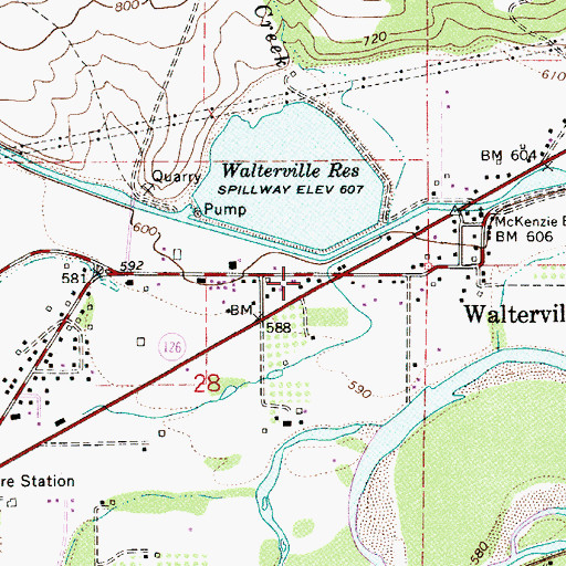 Topographic Map of Walterville Post Office, OR