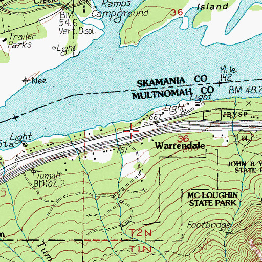 Topographic Map of Warrendale Post Office (historical), OR