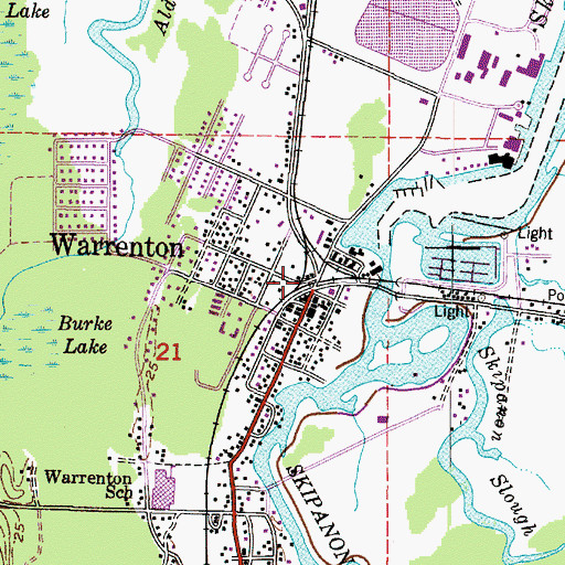 Topographic Map of Warrenton Post Office, OR