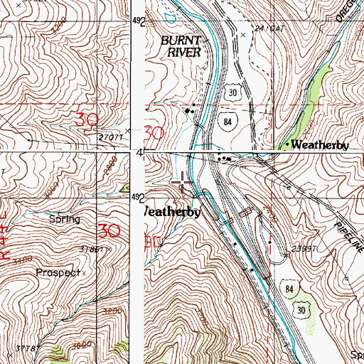 Topographic Map of Weatherby Post Office (historical), OR