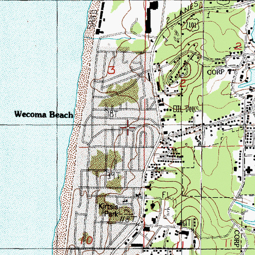 Topographic Map of Wecoma Beach Post Office (historical), OR