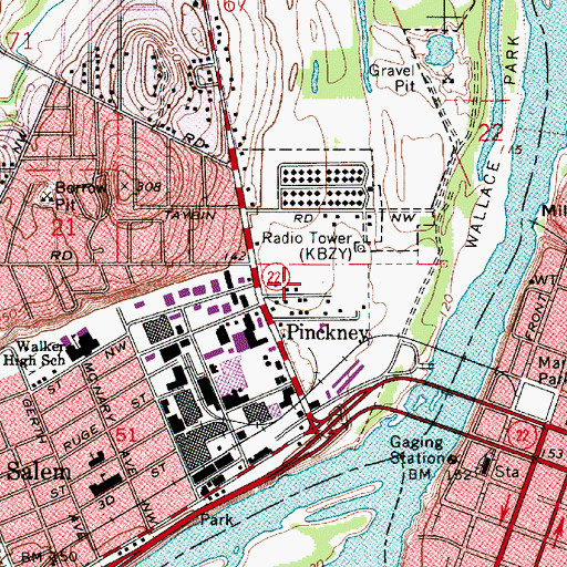 Topographic Map of West Salem Post Office, OR