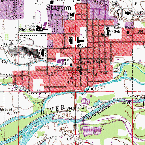 Topographic Map of Stayton Post Office, OR