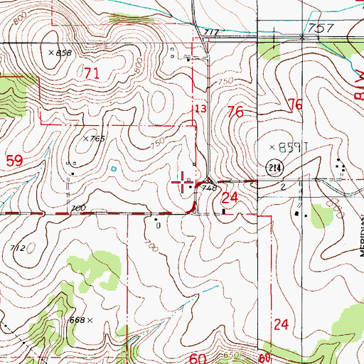 Topographic Map of Whiteaker Post Office (historical), OR