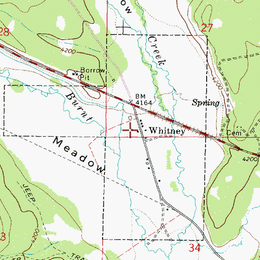 Topographic Map of Whitney Post Office (historical), OR