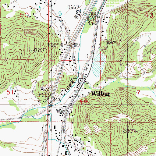 Topographic Map of Wilbur Post Office, OR