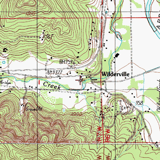 Topographic Map of Wilderville Post Office, OR