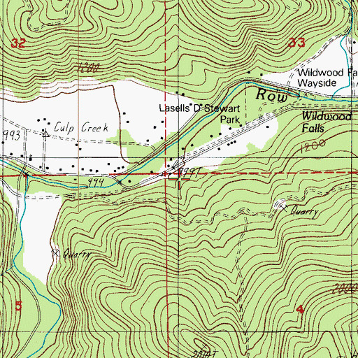 Topographic Map of Wildwood Post Office (historical), OR