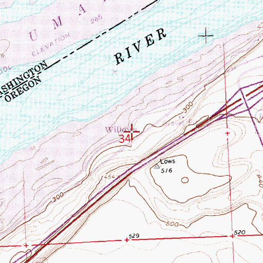 Topographic Map of Willows Post Office (historical), OR