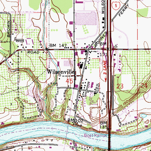 Topographic Map of Wilsonville Post Office, OR