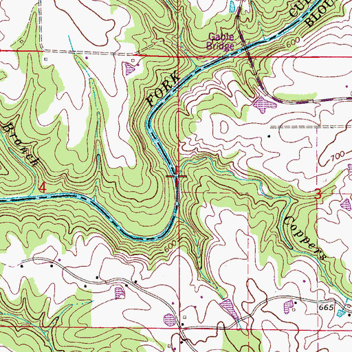 Topographic Map of Coppers Branch, AL