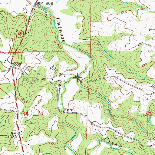 Topographic Map of Coppers Rock Creek, AL