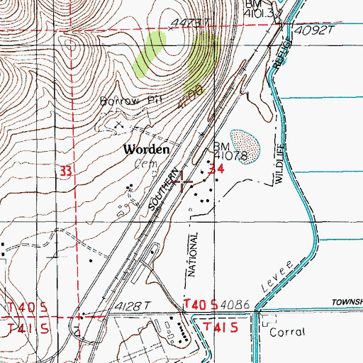 Topographic Map of Worden Post Office (historical), OR