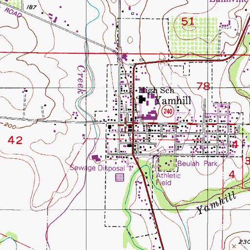 Topographic Map of Yamhill Post Office, OR