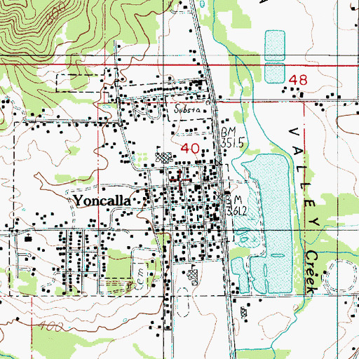 Topographic Map of Yoncalla Post Office, OR