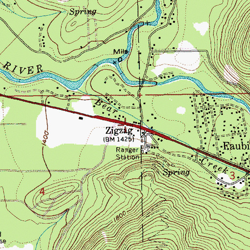 Topographic Map of Zigzag Post Office, OR