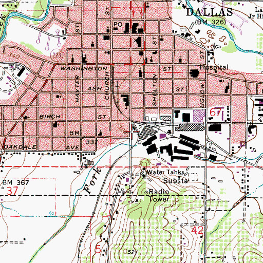 Topographic Map of F C Branch Crossing (historical), OR
