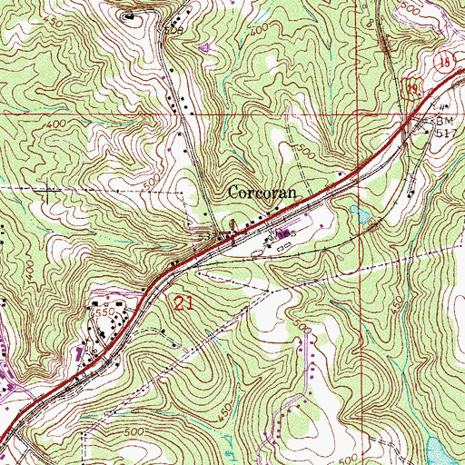 Topographic Map of Corcoran, AL