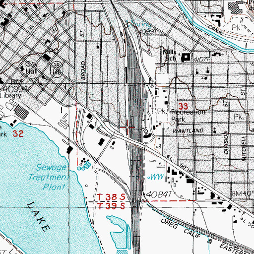 Topographic Map of Klamath Falls Yard, OR