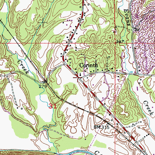 Topographic Map of Corinth, AL