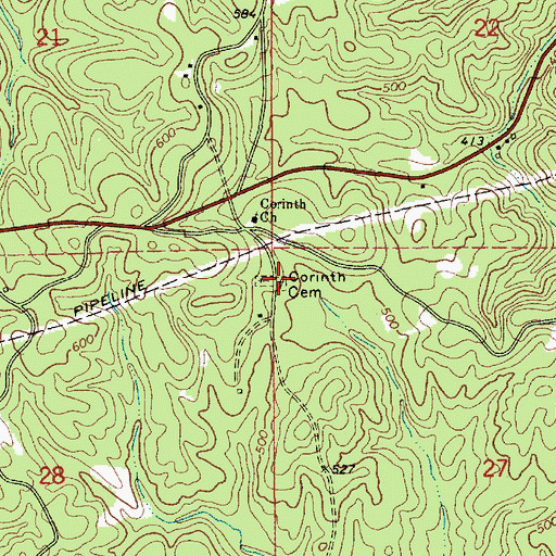 Topographic Map of Corinth Cemetery, AL