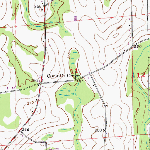 Topographic Map of Corinth Church, AL