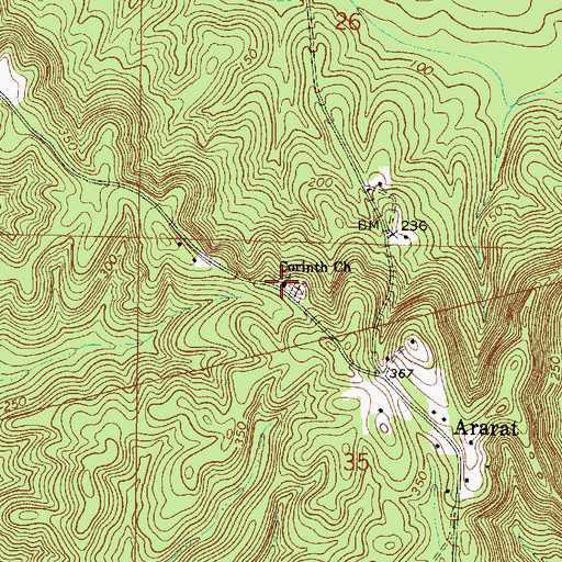 Topographic Map of Corinth Baptist Church, AL