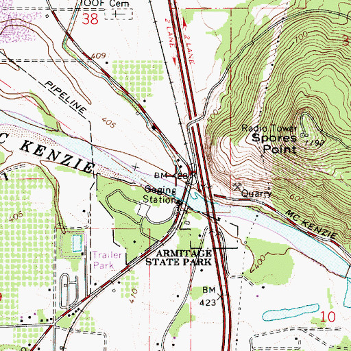 Topographic Map of Chestnut (historical), OR