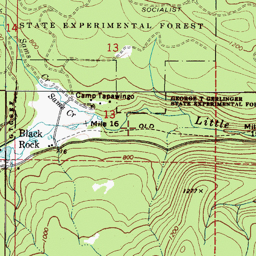 Topographic Map of Camp 2 (historical), OR