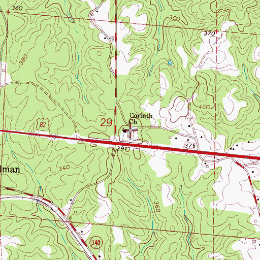 Topographic Map of Corinth Baptist Church, AL