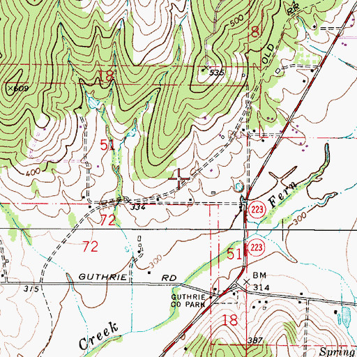 Topographic Map of Guthrie (historical), OR