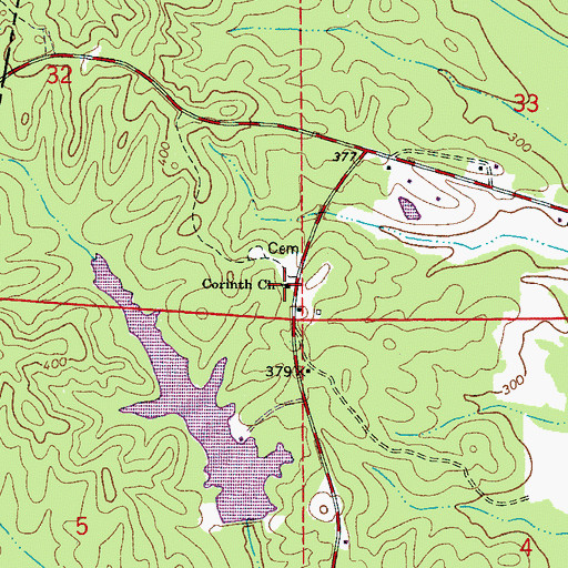 Topographic Map of Corinth Church, AL