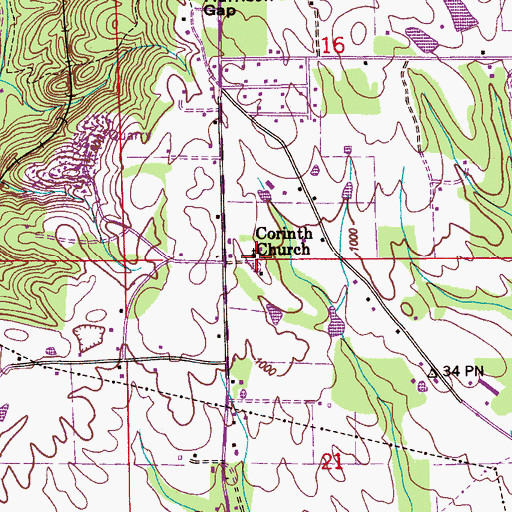 Topographic Map of Corinth Church, AL