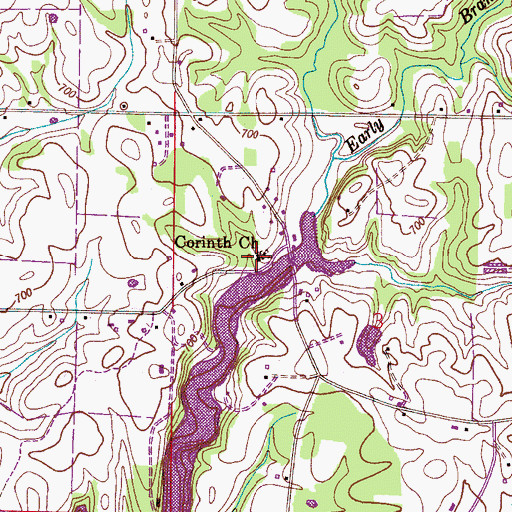 Topographic Map of Corinth Church, AL