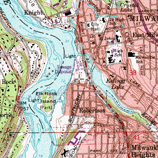 Topographic Map of Milwaukie Interchange (historical), OR