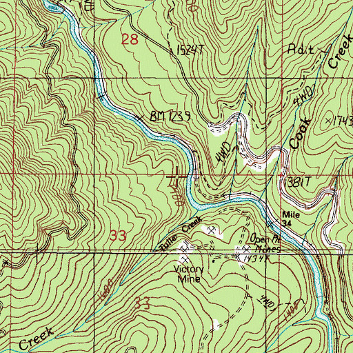 Topographic Map of Isabell (historical), OR